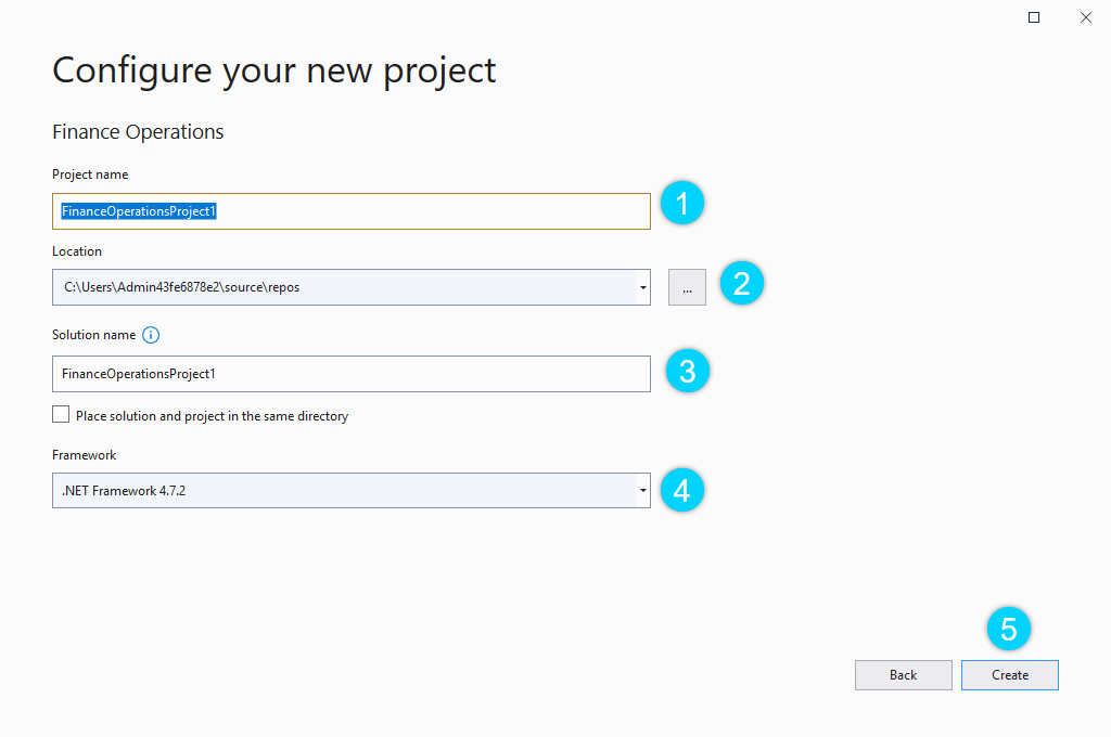 Steps to create a new project in D365 F&O