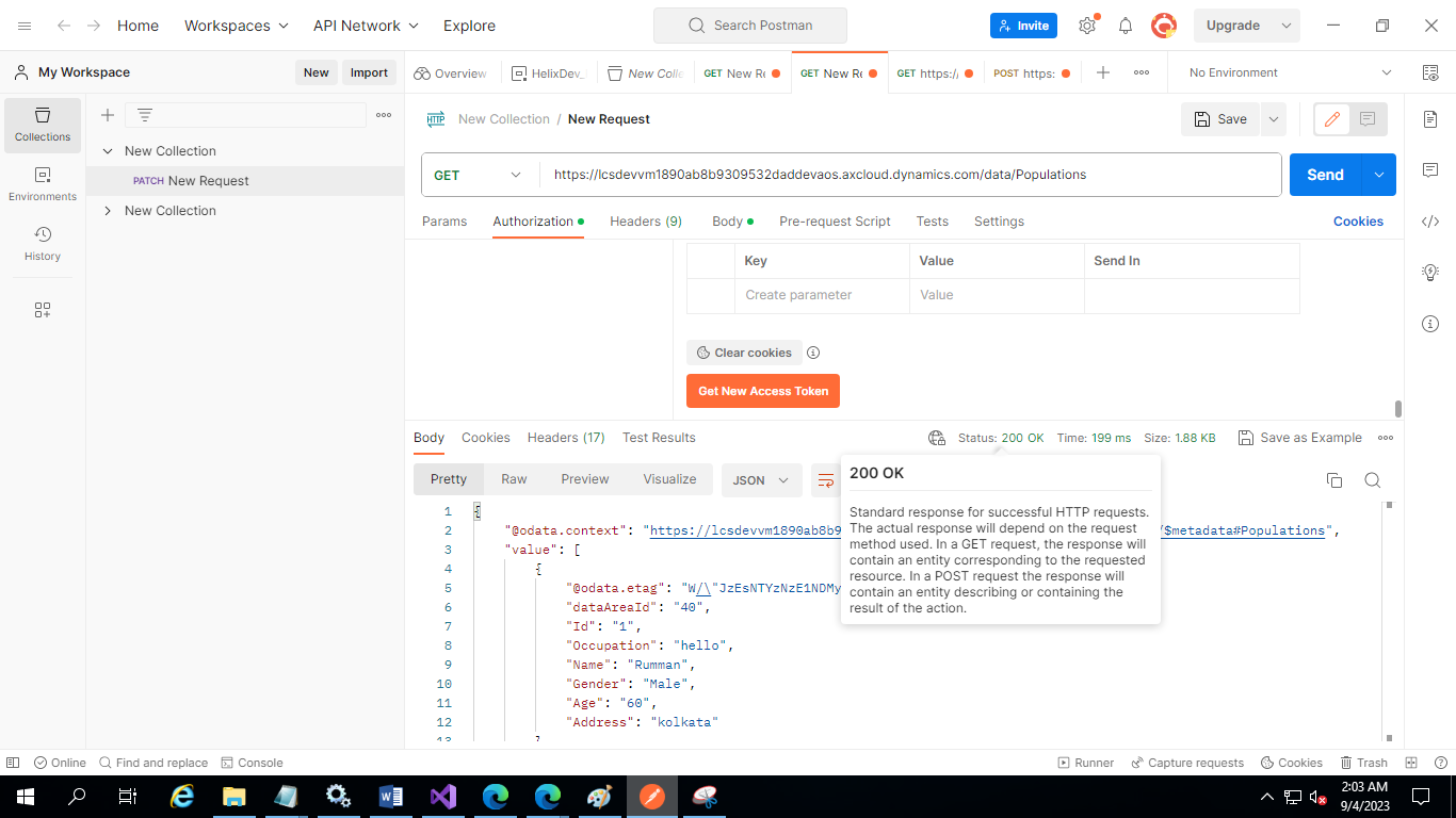 Get Table Record - Access Data Entity using Postman D365 F&O
