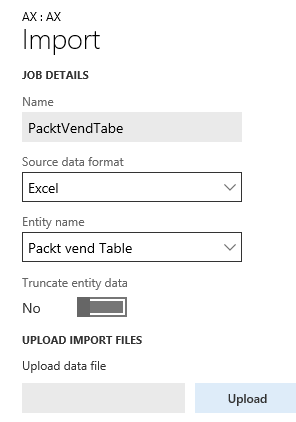 Import data into PacktVendTable using this new Data entity